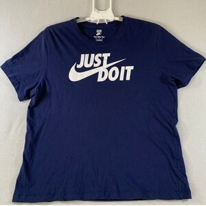 Nike The Nike Tee Men's "Just Do It" Short Sleeve Cotton T-Shirt Navy Size XL